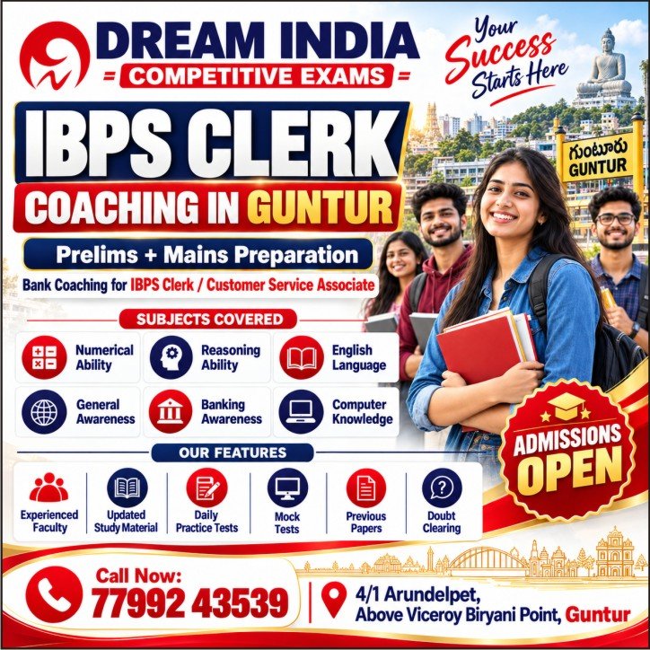 IBPS Clerk Coaching in Guntur - Dream India Competitive Exams