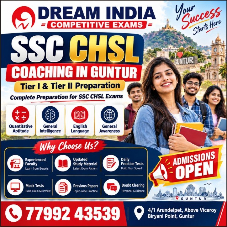 SSC CHSL Coaching in Guntur – Dream India Competitive Exams SSC CHSL Coaching in Guntur – Dream India Competitive Exams