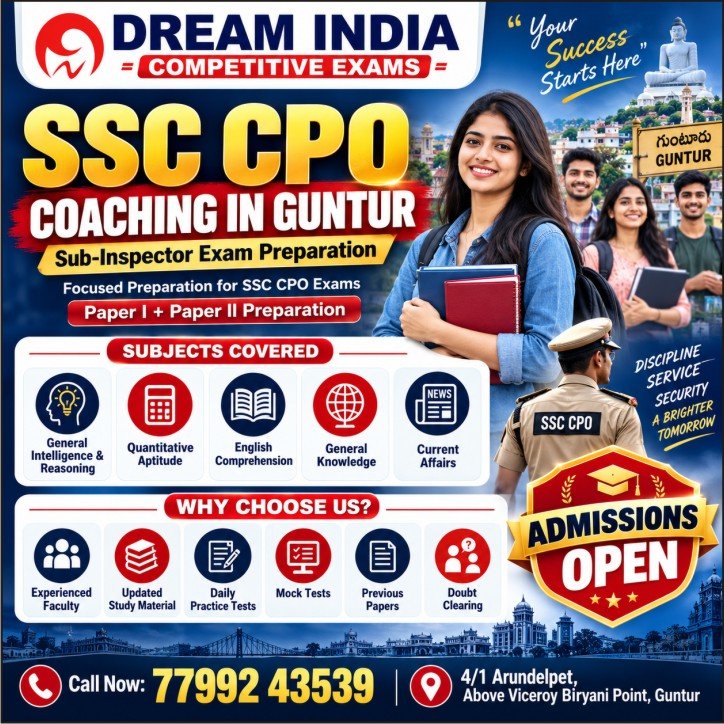 SSC CPO Coaching in Guntur – Dream India Competitive Exams SSC CPO Coaching in Guntur – Dream India Competitive Exams